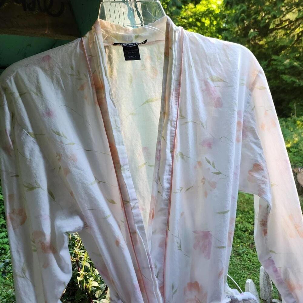 Halston Vintage Robe Floral Print Lightweight Loungewear Cover Up Small